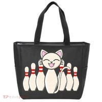 Funny Cat Lover Tee Bowling Pin Cat Bowler Bowling Player Tote Bag thumb 0
