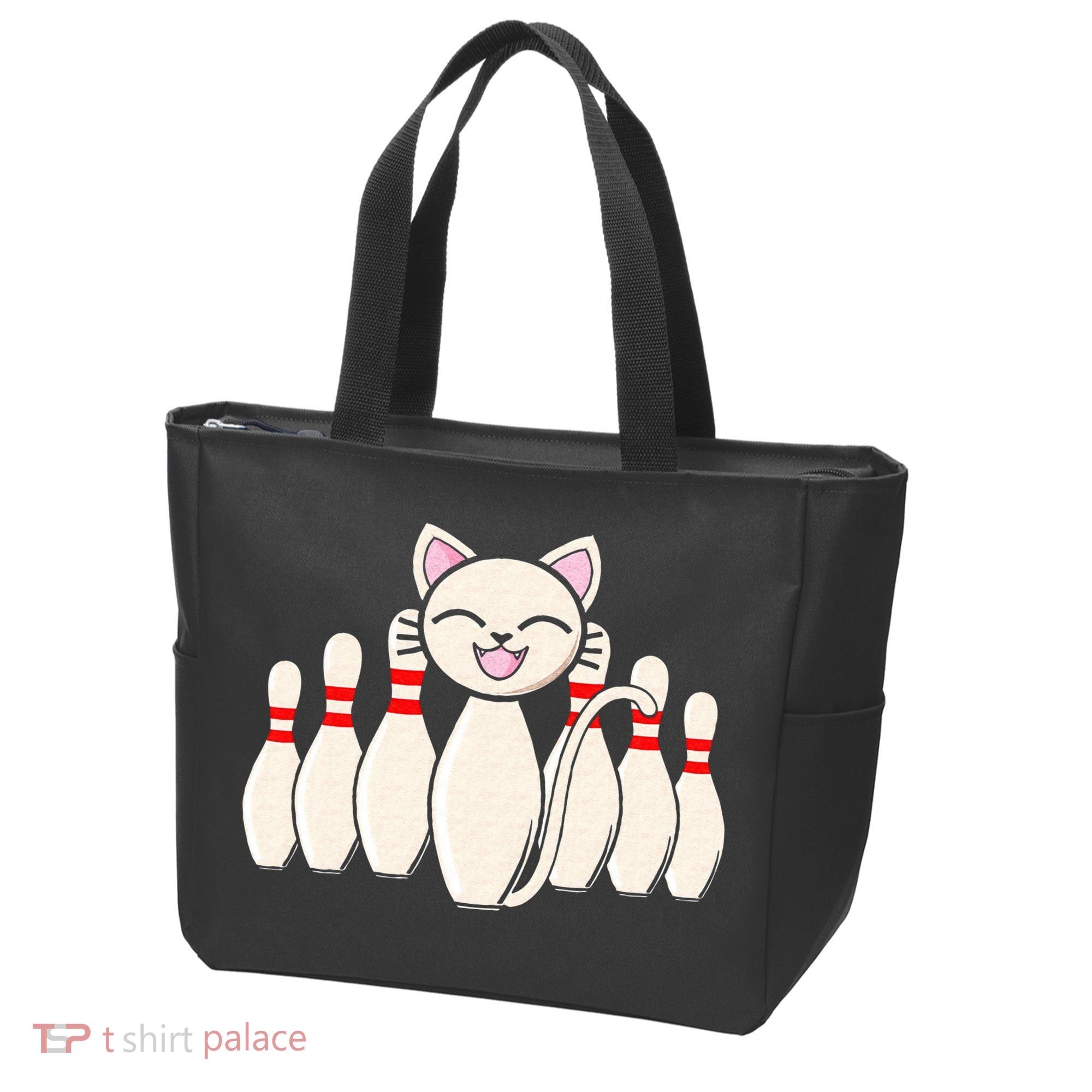 Funny Cat Lover Tee Bowling Pin Cat Bowler Bowling Player Tote Bag