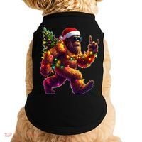 Funny Christmas Lights Sasquatch Big Foot Doggie Tank thumb 0
