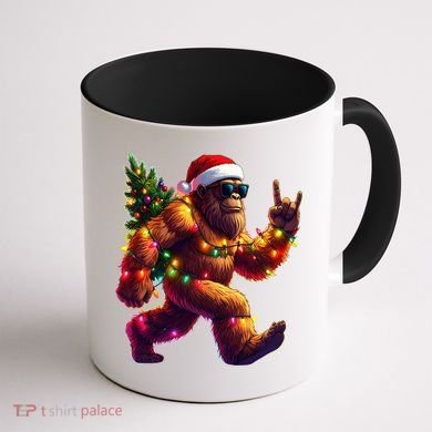 Funny Christmas Lights Sasquatch Big Foot Coffee Mug back
