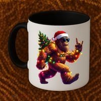 Funny Christmas Lights Sasquatch Big Foot Coffee Mug thumb 2