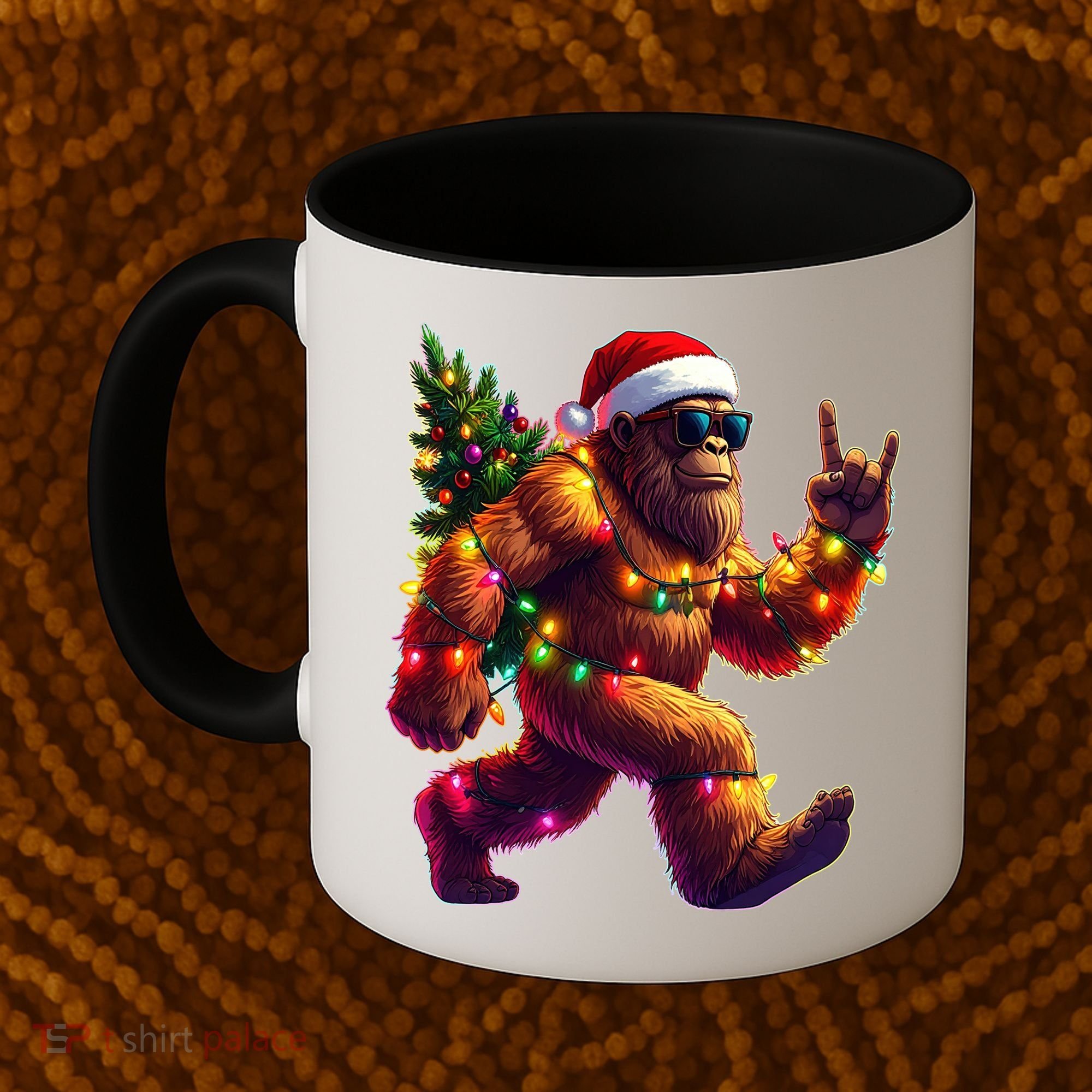 Funny Christmas Lights Sasquatch Big Foot Coffee Mug