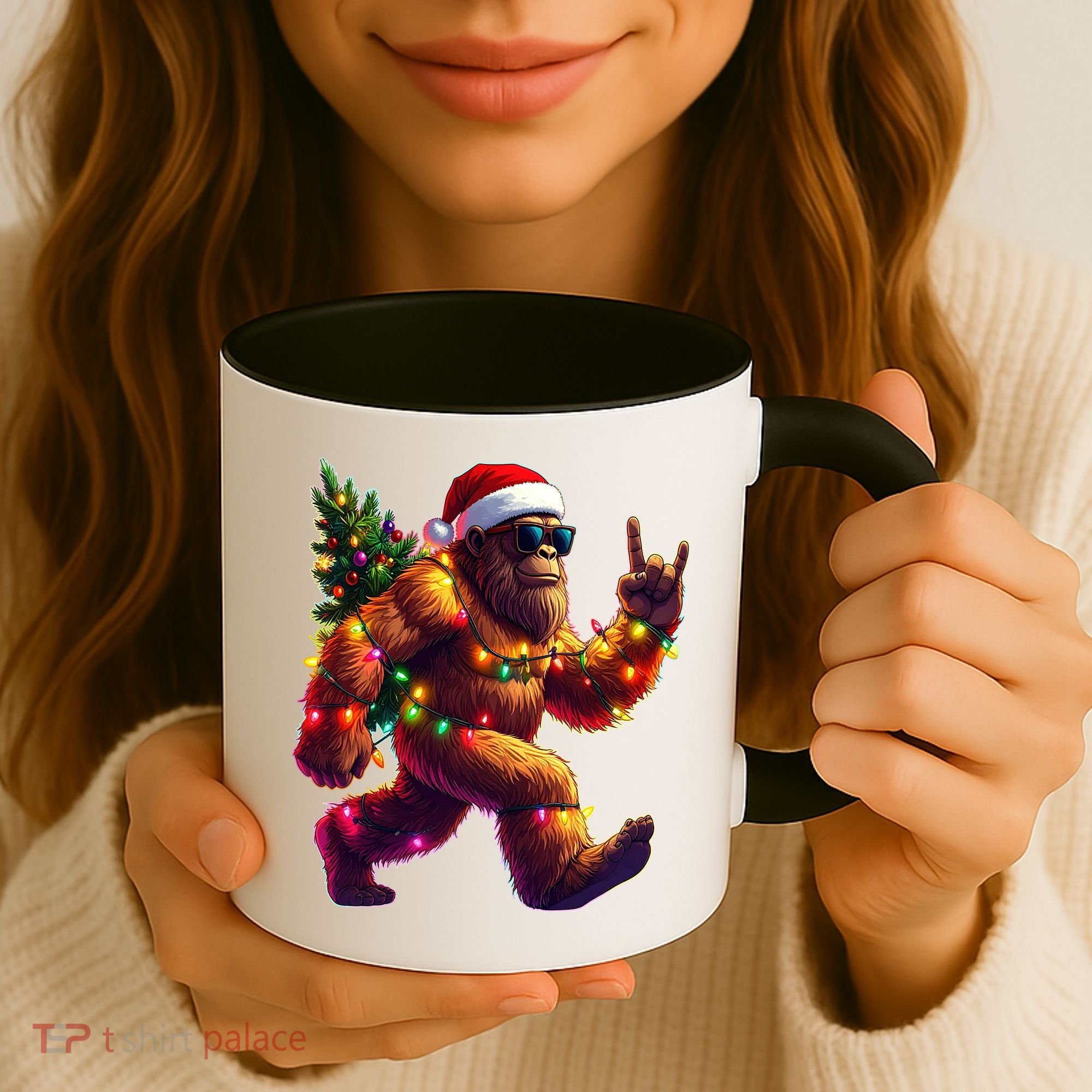 Funny Christmas Lights Sasquatch Big Foot Coffee Mug
