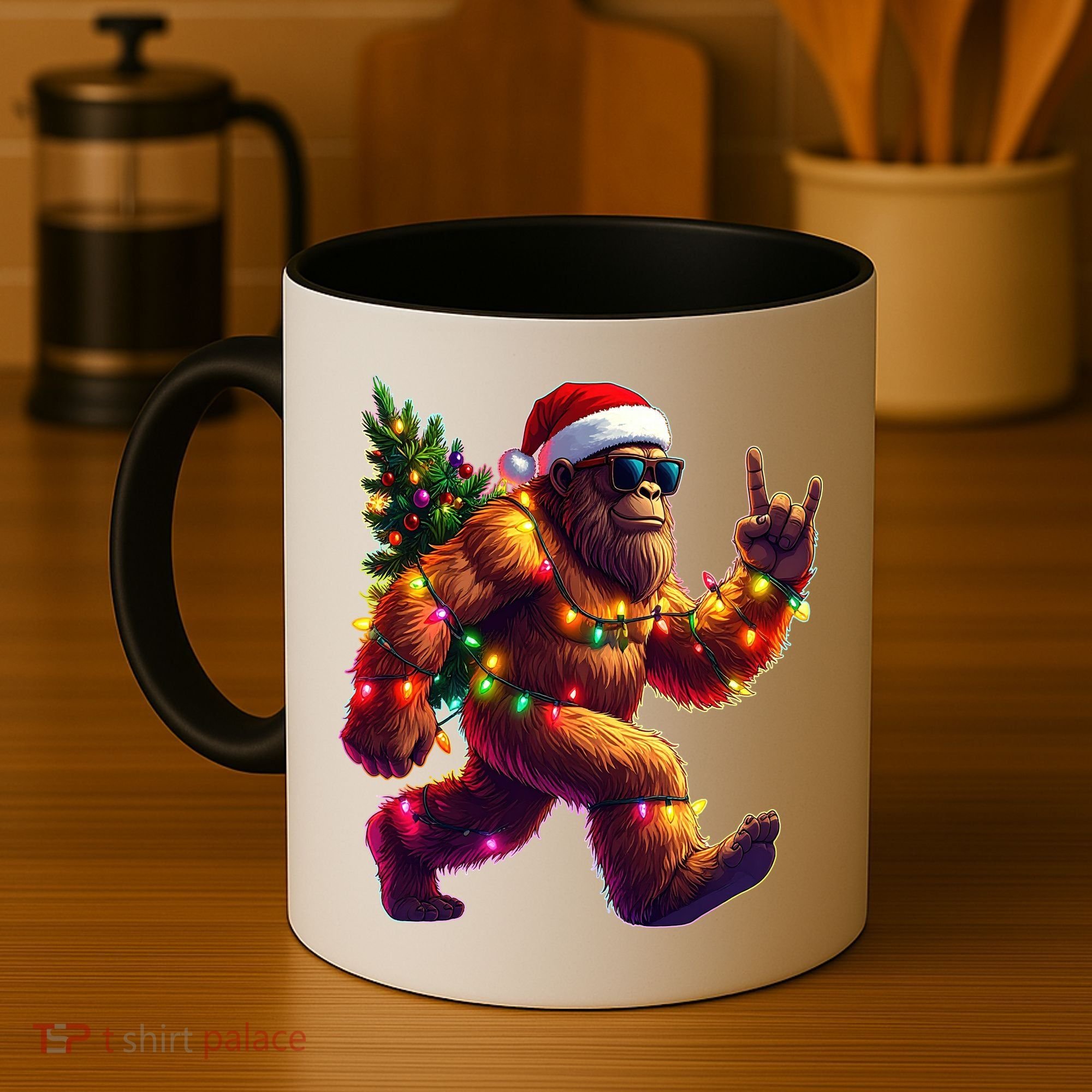 Funny Christmas Lights Sasquatch Big Foot Coffee Mug