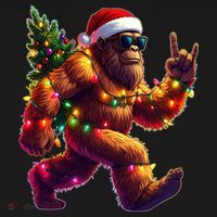 Funny Christmas Lights Sasquatch Big Foot Women's Hoodie thumb 2