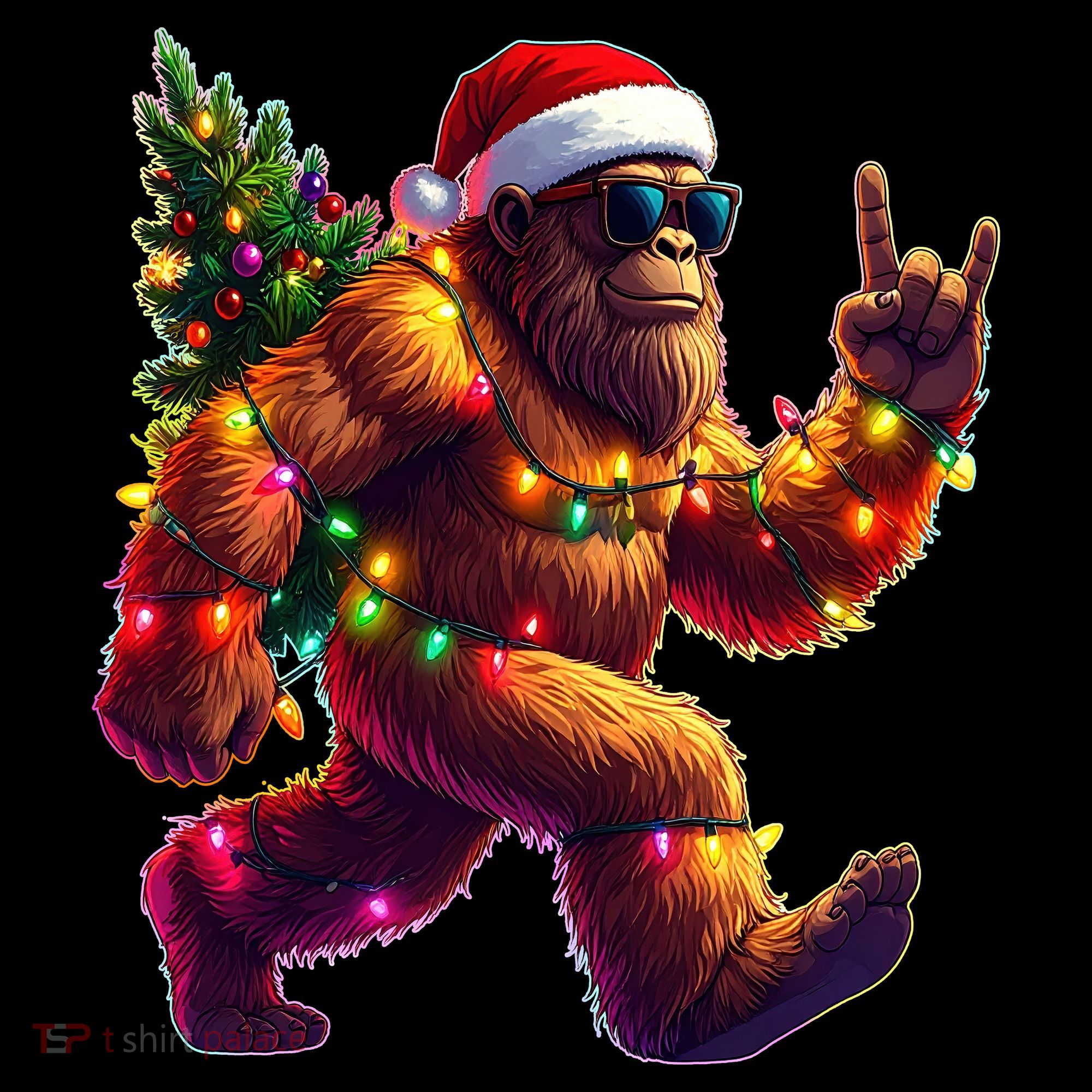 Funny Christmas Lights Sasquatch Big Foot Women's Hoodie