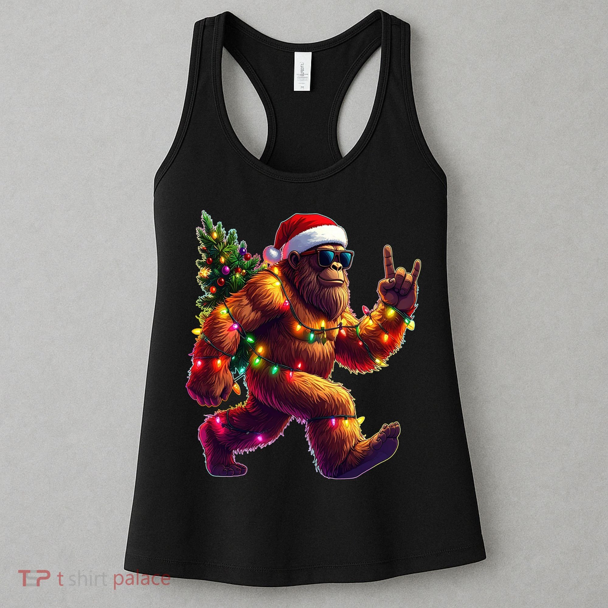 Funny Christmas Lights Sasquatch Big Foot Women's Tank Top