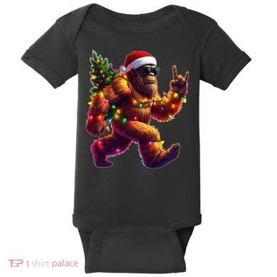 Funny Christmas Lights Sasquatch Big Foot Baby Bodysuit