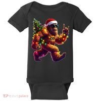 Funny Christmas Lights Sasquatch Big Foot Baby Bodysuit thumb 0
