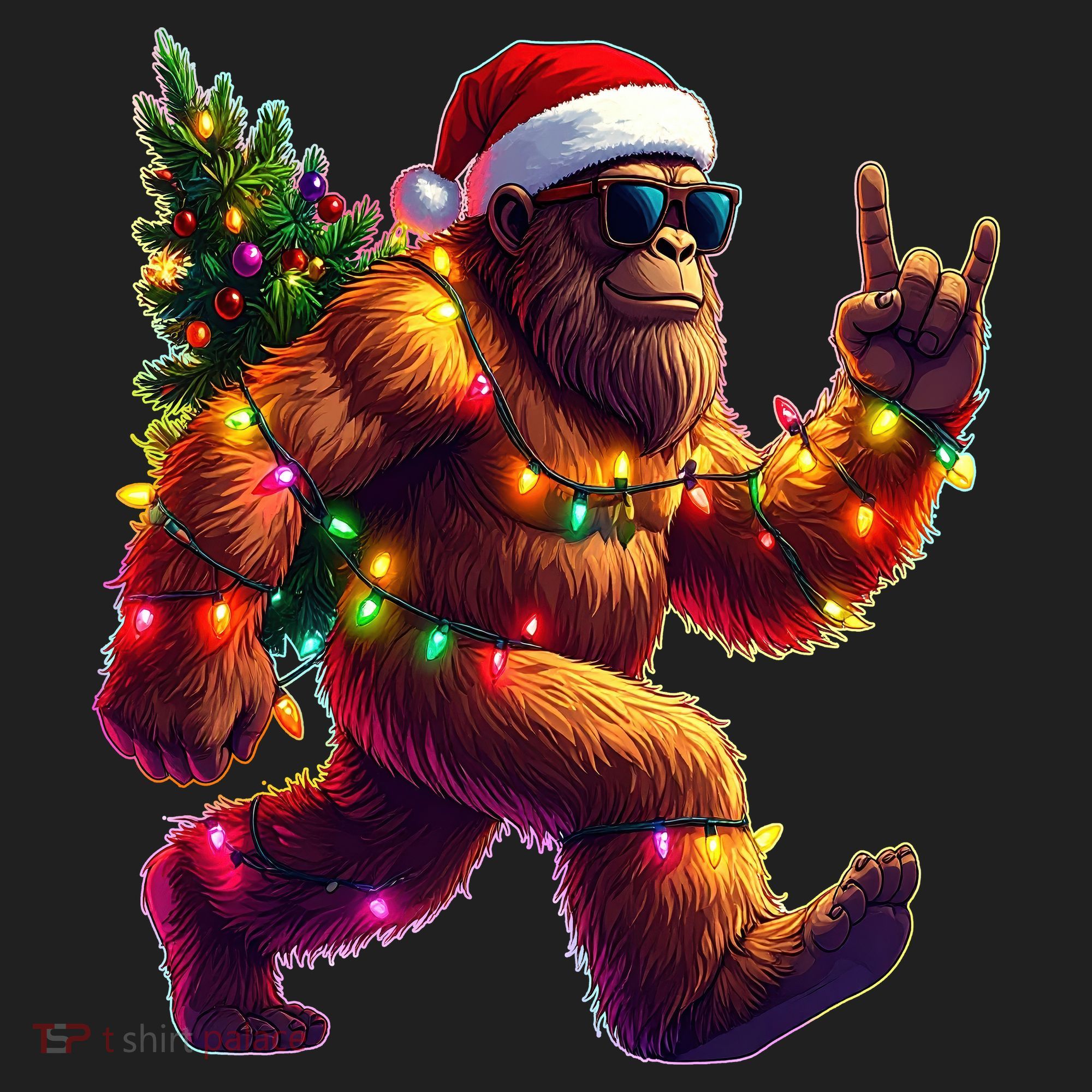 Funny Christmas Lights Sasquatch Big Foot Hat