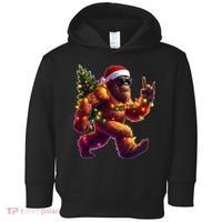 Funny Christmas Lights Sasquatch Big Foot Toddler Hoodie thumb 0