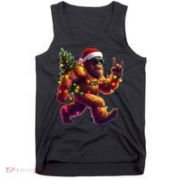 Funny Christmas Lights Sasquatch Big Foot Tank Top thumb 0