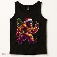 Funny Christmas Lights Sasquatch Big Foot Tank Top thumb 2