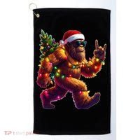 Funny Christmas Lights Sasquatch Big Foot Golf Towel thumb 0