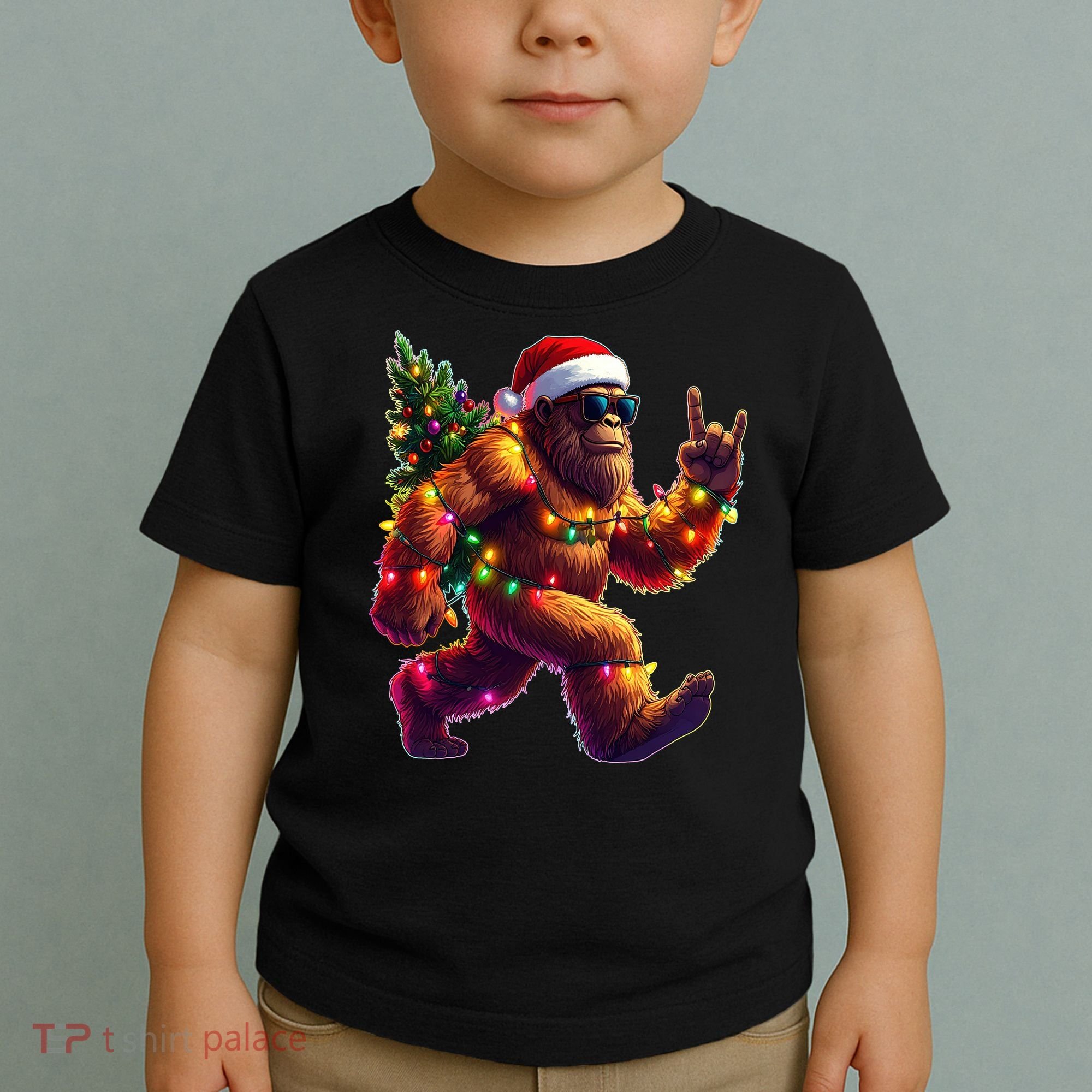Funny Christmas Lights Sasquatch Big Foot Toddler T-Shirt
