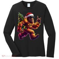 Funny Christmas Lights Sasquatch Big Foot Women's Long Sleeve Shirt thumb 0