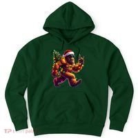 Funny Christmas Lights Sasquatch Big Foot Hoodie thumb 0