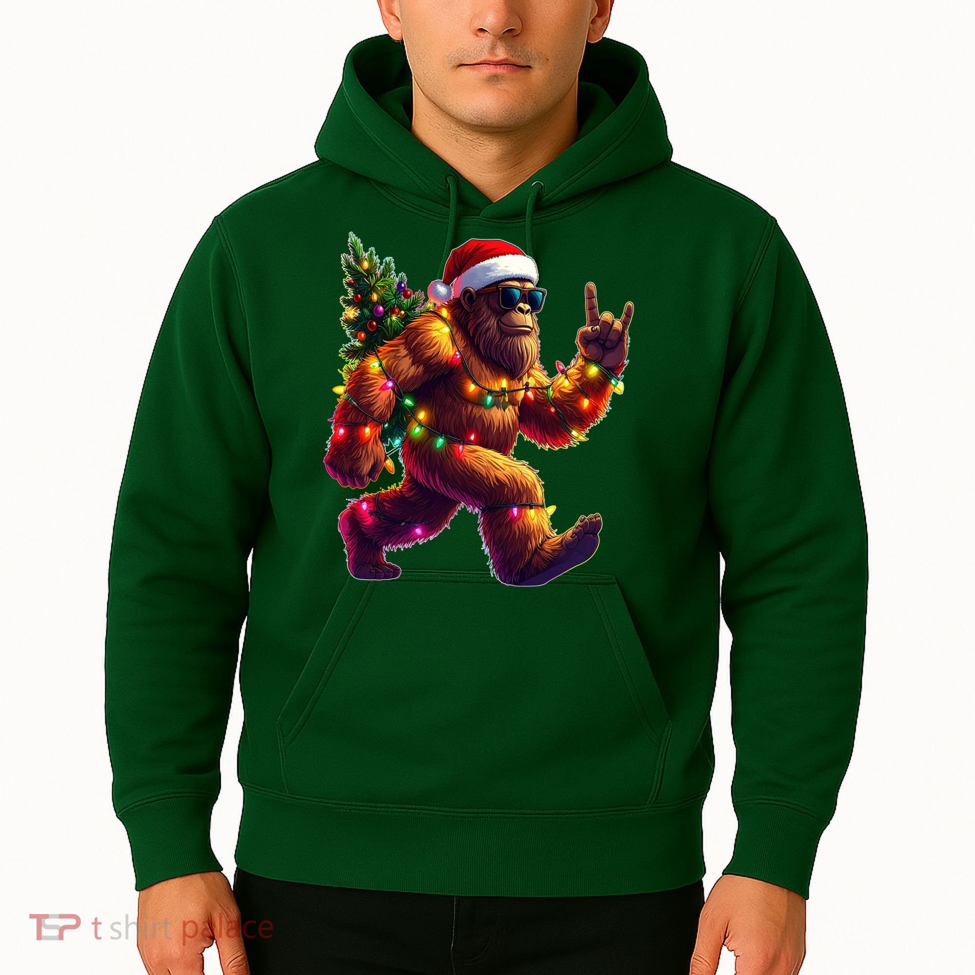 Funny Christmas Lights Sasquatch Big Foot Hoodie