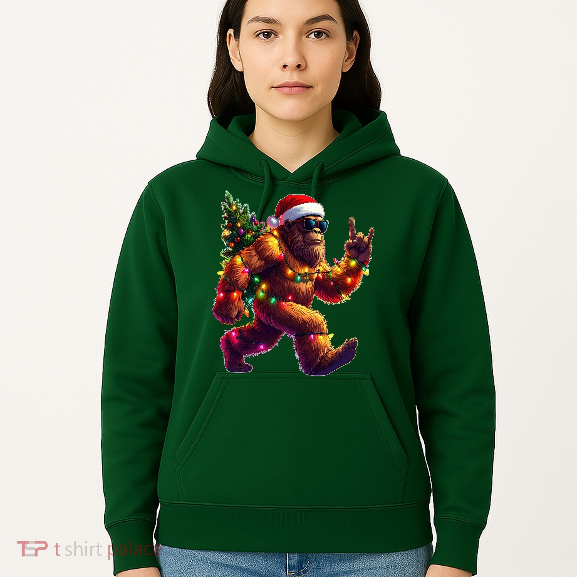 Funny Christmas Lights Sasquatch Big Foot Hoodie