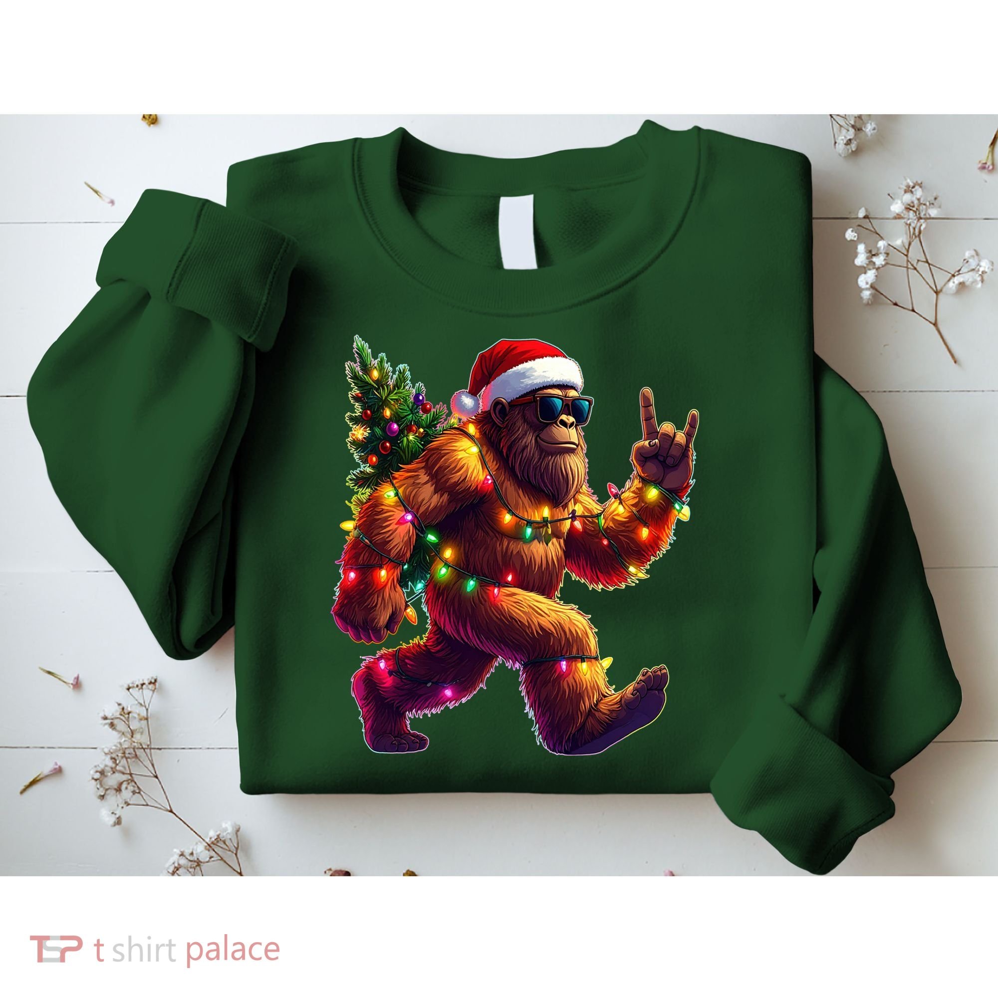 Funny Christmas Lights Sasquatch Big Foot Sweatshirt