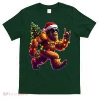 Funny Christmas Lights Sasquatch Big Foot T-Shirt thumb 0