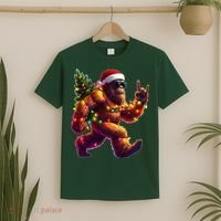 Funny Christmas Lights Sasquatch Big Foot T-Shirt thumb 2