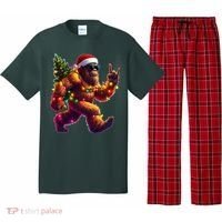 Funny Christmas Lights Sasquatch Big Foot Pajama Set thumb 0