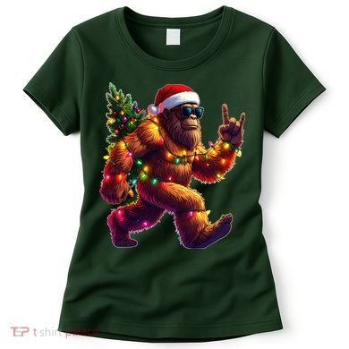 Funny Christmas Lights Sasquatch Big Foot Women's T-Shirt