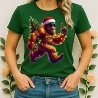 Funny Christmas Lights Sasquatch Big Foot Women's T-Shirt thumb 2
