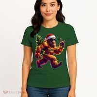 Funny Christmas Lights Sasquatch Big Foot Women's T-Shirt thumb 4