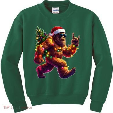 Funny Christmas Lights Sasquatch Big Foot Kids Sweatshirt