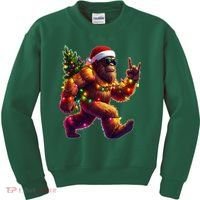 Funny Christmas Lights Sasquatch Big Foot Kids Sweatshirt thumb 0