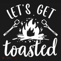 Funny Camping LetS Get Toasted Cool Campers Cute Gift USA-Made Doggie Bandana thumb 2