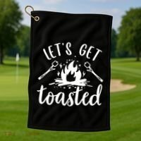 Funny Camping LetS Get Toasted Cool Campers Cute Gift Golf Towel thumb 1