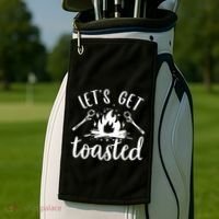 Funny Camping LetS Get Toasted Cool Campers Cute Gift Golf Towel thumb 2