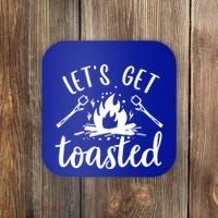 Funny Camping LetS Get Toasted Cool Campers Cute Gift Coaster thumb 0