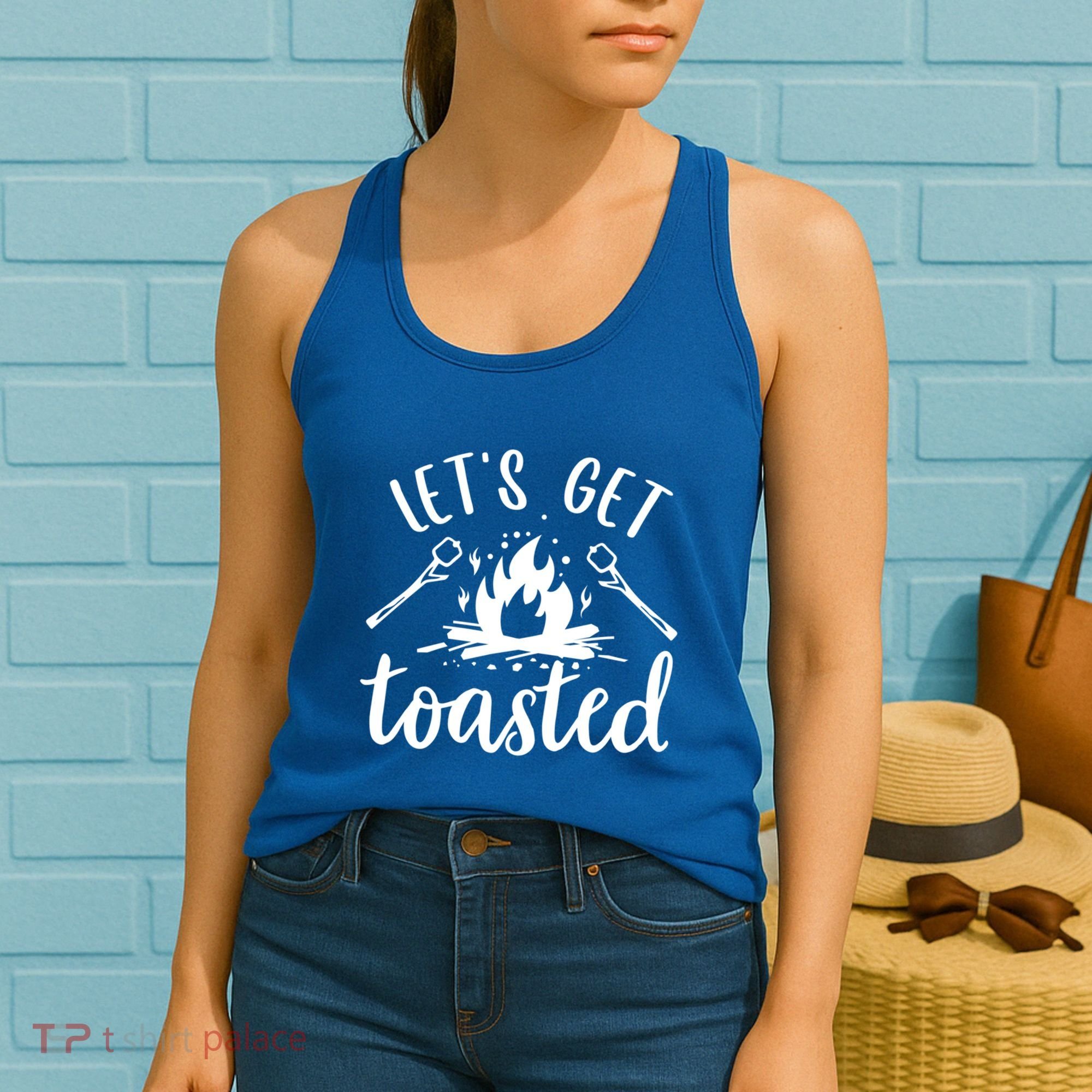 Funny Camping LetS Get Toasted Cool Campers Cute Gift Women's Tank Top
