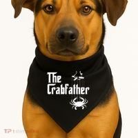 Funny Crab Lover Crabbing The Crabfather USA-Made Doggie Bandana thumb 1