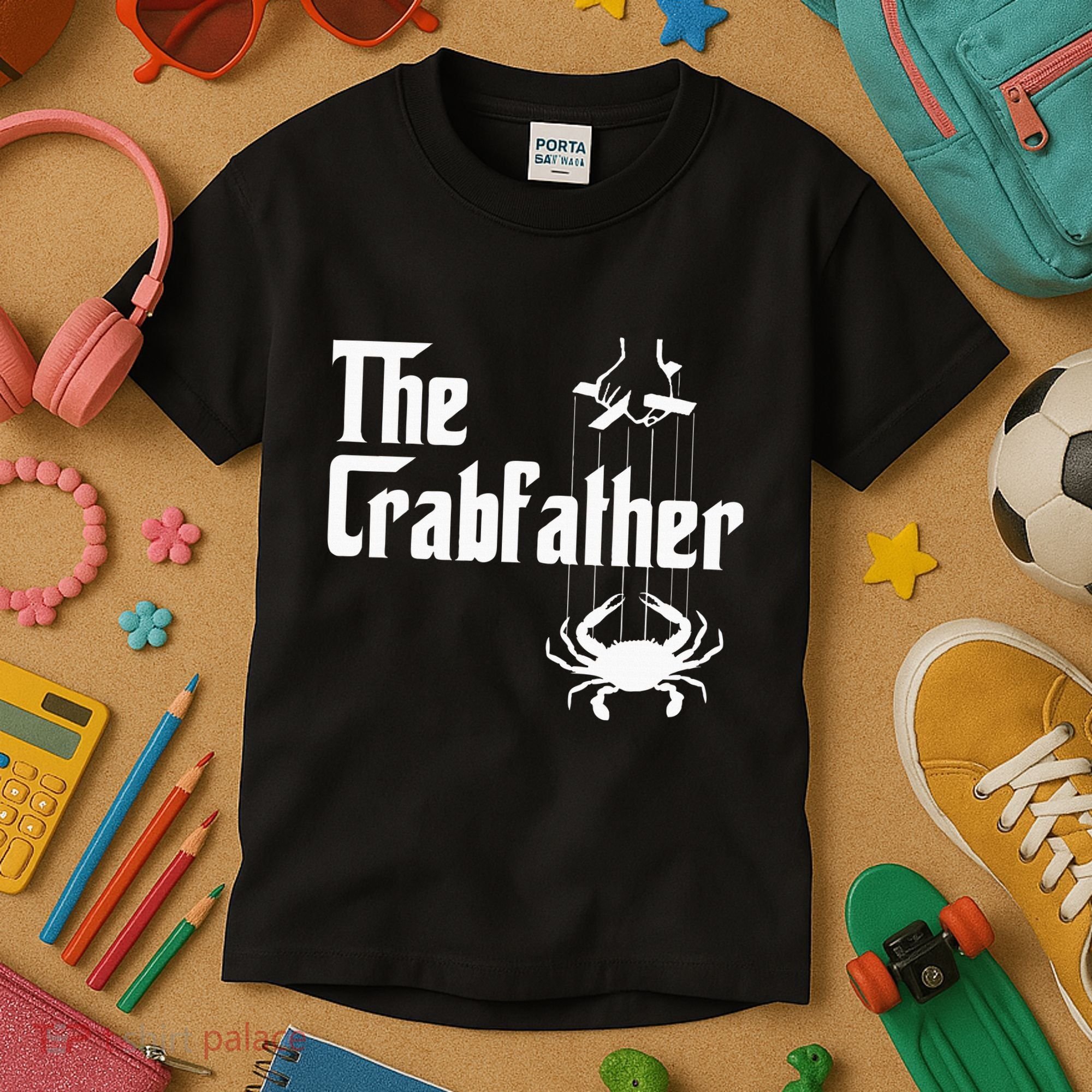 Funny Crab Lover Crabbing The Crabfather Kids T-Shirt