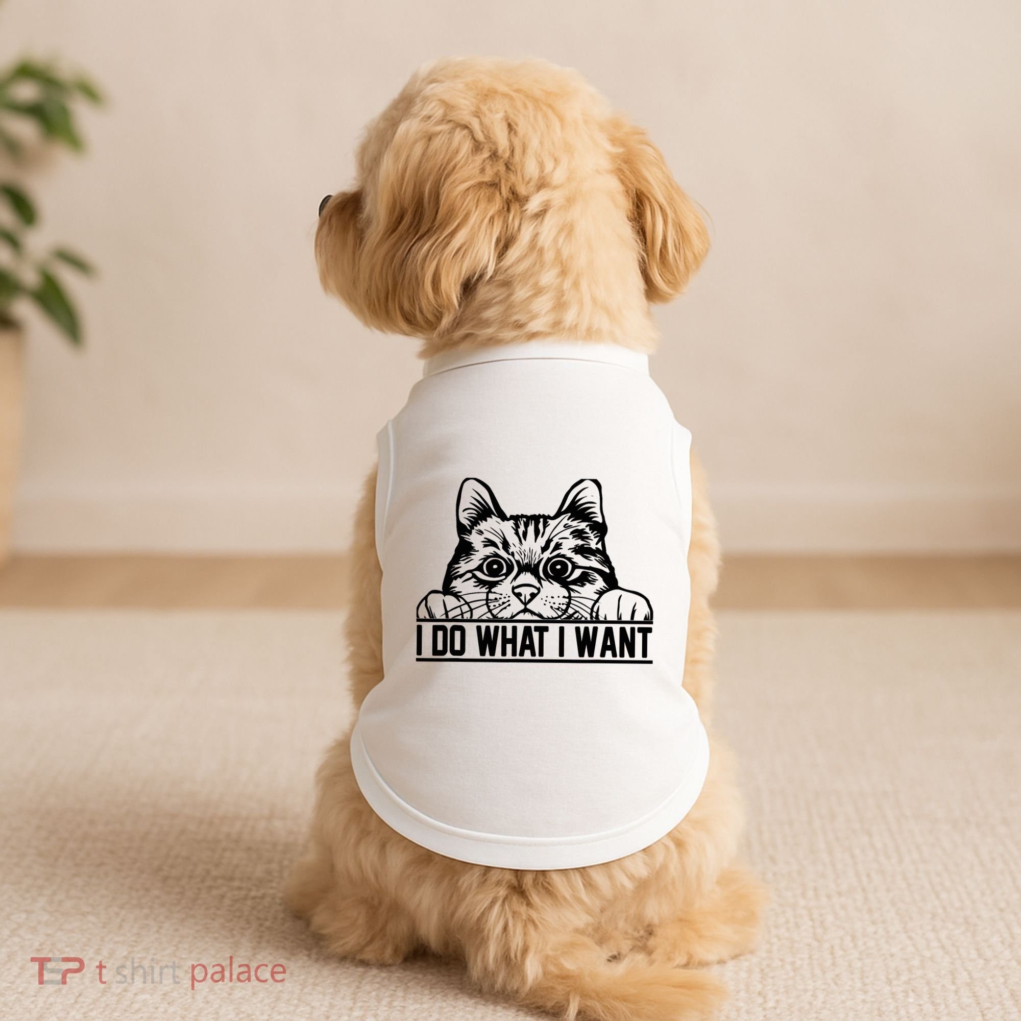 Funny Cat Lovers Retro 70s 80s 90s I Do What I Want Cat Doggie Tank