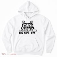 Funny Cat Lovers Retro 70s 80s 90s I Do What I Want Cat Hoodie thumb 0