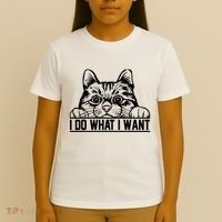 Funny Cat Lovers Retro 70s 80s 90s I Do What I Want Cat T-Shirt thumb 4