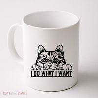 Funny Cat Lovers Retro 70s 80s 90s I Do What I Want Cat Coffee Mug thumb 0