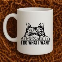 Funny Cat Lovers Retro 70s 80s 90s I Do What I Want Cat Coffee Mug thumb 2