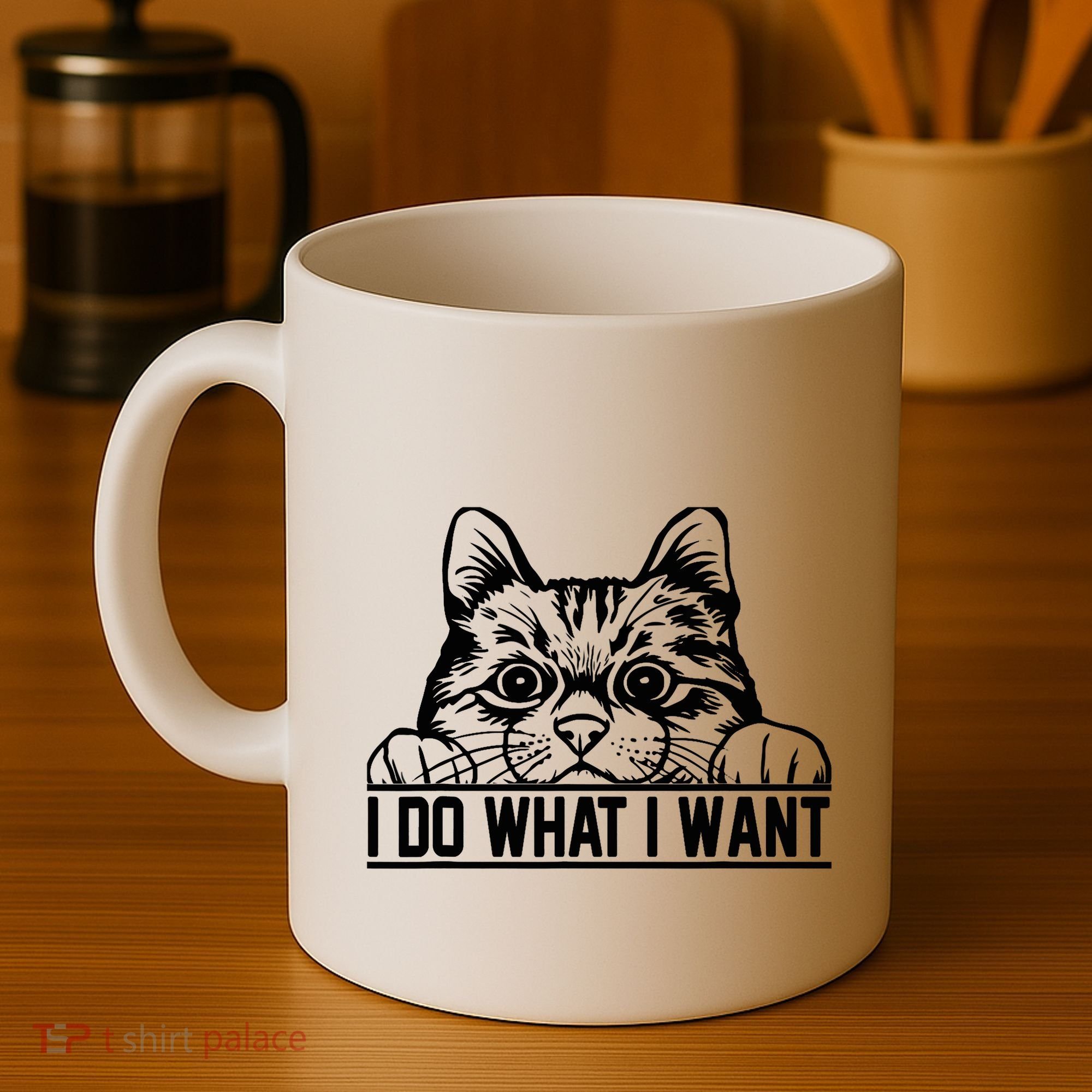 Funny Cat Lovers Retro 70s 80s 90s I Do What I Want Cat Coffee Mug