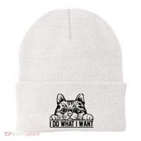 Funny Cat Lovers Retro 70s 80s 90s I Do What I Want Cat Beanie thumb 0