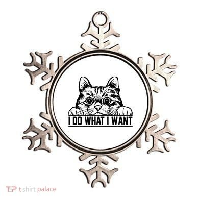 Funny Cat Lovers Retro 70s 80s 90s I Do What I Want Cat Ornament