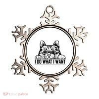 Funny Cat Lovers Retro 70s 80s 90s I Do What I Want Cat Ornament thumb 0