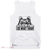 Funny Cat Lovers Retro 70s 80s 90s I Do What I Want Cat Tank Top thumb 0