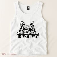 Funny Cat Lovers Retro 70s 80s 90s I Do What I Want Cat Tank Top thumb 2
